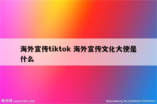 海外宣传tiktok 海外宣传文化大使是什么