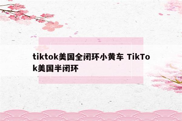 tiktok美国全闭环小黄车 TikTok美国半闭环