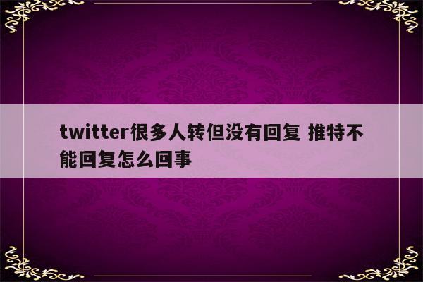 twitter很多人转但没有回复 推特不能回复怎么回事