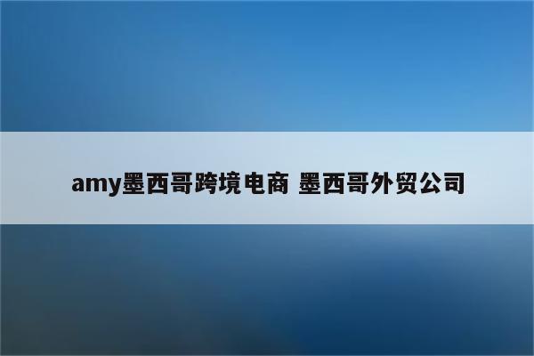 amy墨西哥跨境电商 墨西哥外贸公司