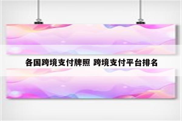 各国跨境支付牌照 跨境支付平台排名