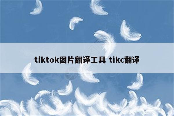 tiktok图片翻译工具 tikc翻译