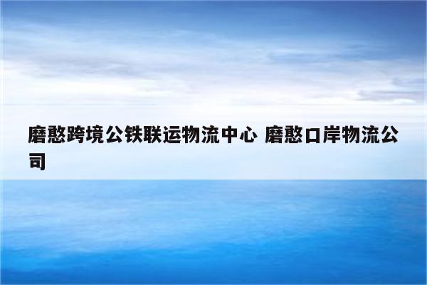 磨憨跨境公铁联运物流中心 磨憨口岸物流公司