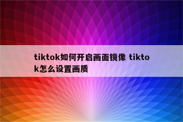 tiktok如何开启画面镜像 tiktok怎么设置画质