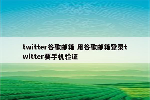 twitter谷歌邮箱 用谷歌邮箱登录twitter要手机验证