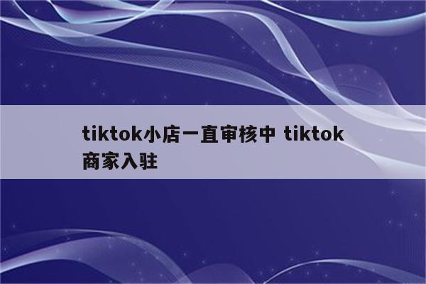 tiktok小店一直审核中 tiktok商家入驻