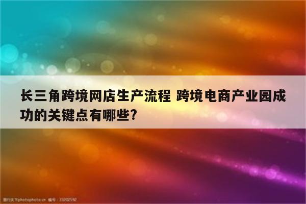 长三角跨境网店生产流程 跨境电商产业园成功的关键点有哪些?