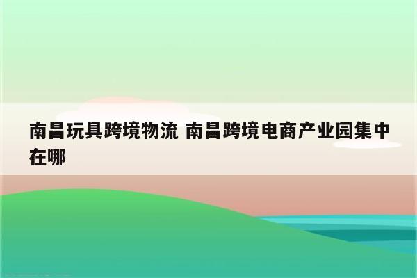 南昌玩具跨境物流 南昌跨境电商产业园集中在哪