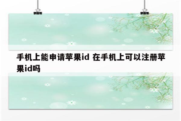 手机上能申请苹果id 在手机上可以注册苹果id吗