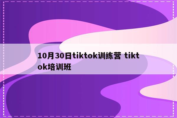 10月30日tiktok训练营 tiktok培训班