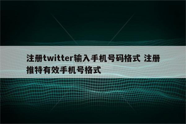 注册twitter输入手机号码格式 注册推特有效手机号格式