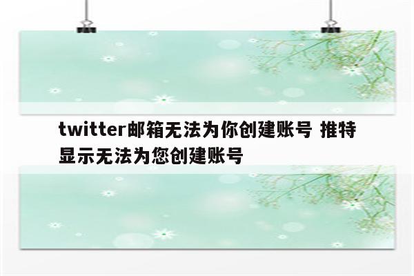 twitter邮箱无法为你创建账号 推特显示无法为您创建账号