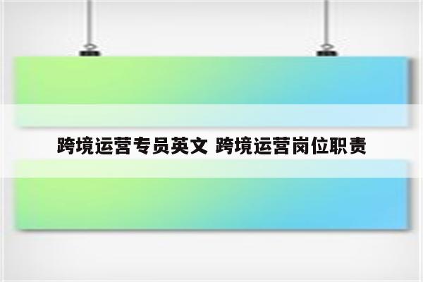 跨境运营专员英文 跨境运营岗位职责