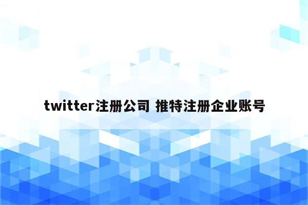 twitter注册公司 推特注册企业账号