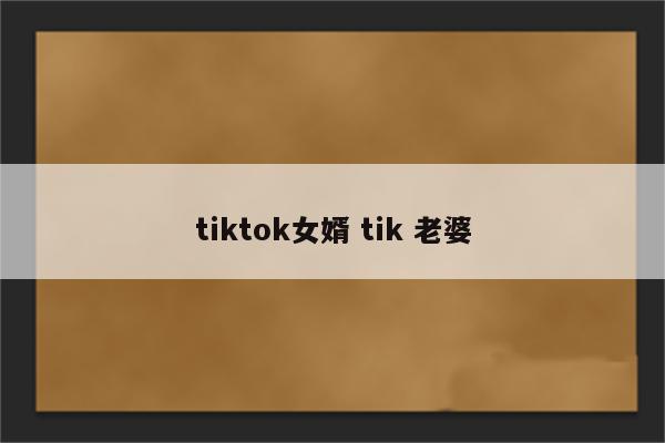 tiktok女婿 tik 老婆