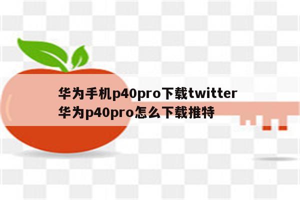 华为手机p40pro下载twitter 华为p40pro怎么下载推特