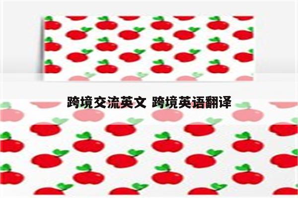 跨境交流英文 跨境英语翻译