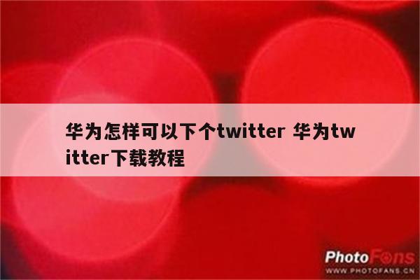 华为怎样可以下个twitter 华为twitter下载教程