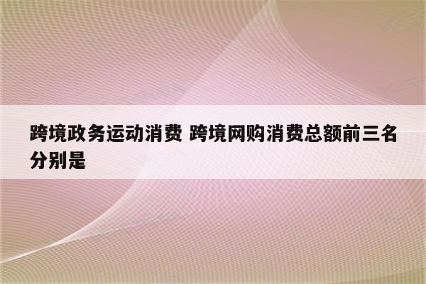 跨境政务运动消费 跨境网购消费总额前三名分别是