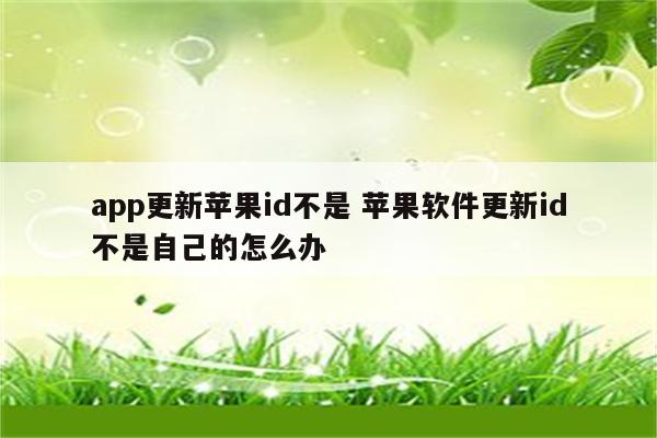 app更新苹果id不是 苹果软件更新id不是自己的怎么办