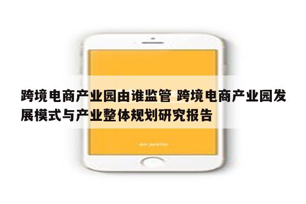 跨境电商产业园由谁监管 跨境电商产业园发展模式与产业整体规划研究报告