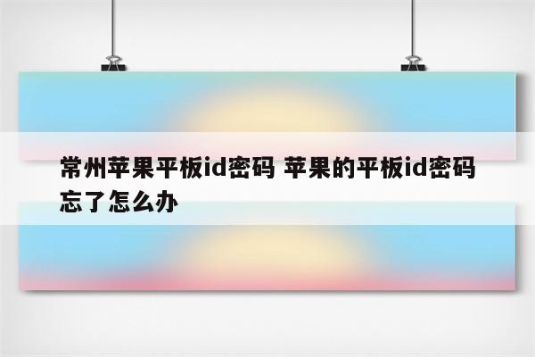 常州苹果平板id密码 苹果的平板id密码忘了怎么办