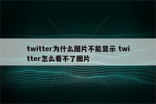 twitter为什么图片不能显示 twitter怎么看不了图片