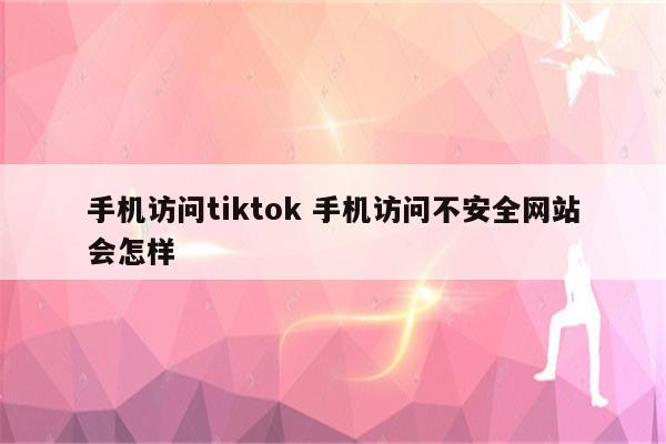 手机访问tiktok 手机访问不安全网站会怎样