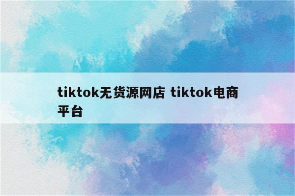 tiktok无货源网店 tiktok电商平台