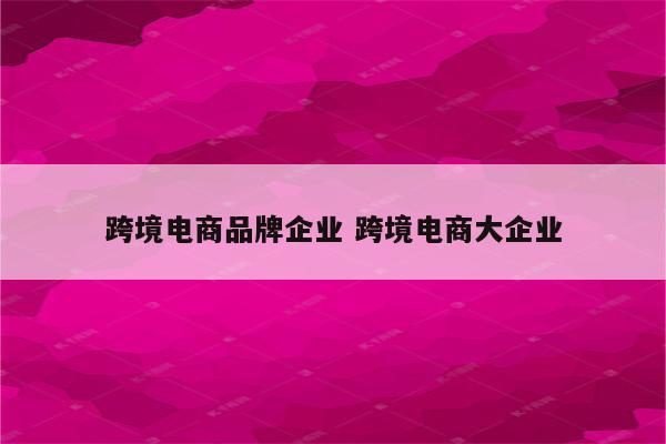 跨境电商品牌企业 跨境电商大企业