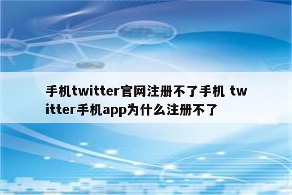 手机twitter官网注册不了手机 twitter手机app为什么注册不了