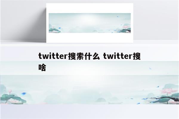 twitter搜索什么 twitter搜啥