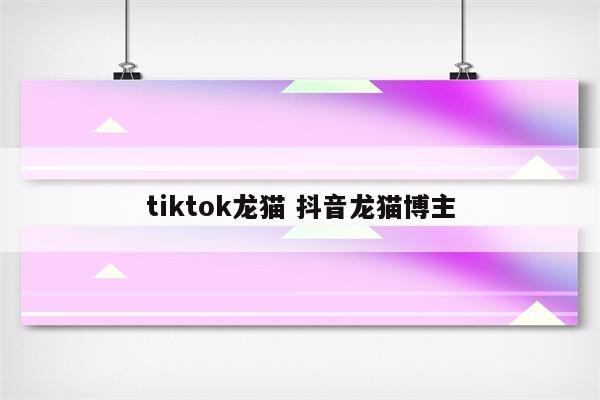 tiktok龙猫 抖音龙猫博主