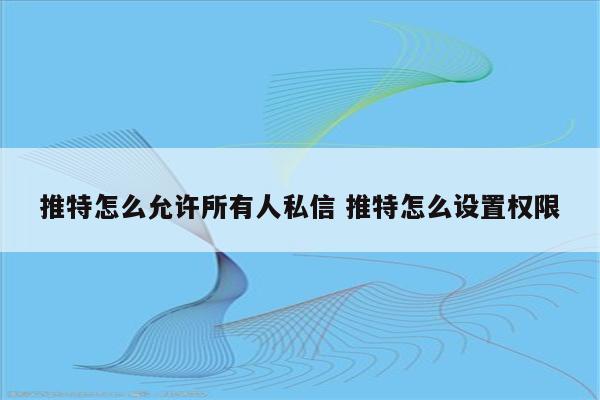 推特怎么允许所有人私信 推特怎么设置权限