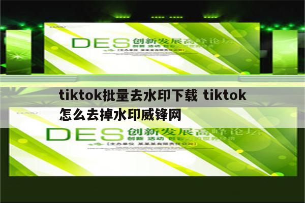 tiktok批量去水印下载 tiktok怎么去掉水印威锋网