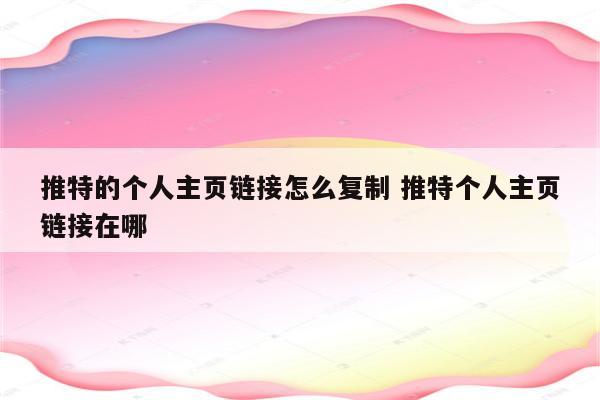 推特的个人主页链接怎么复制 推特个人主页链接在哪