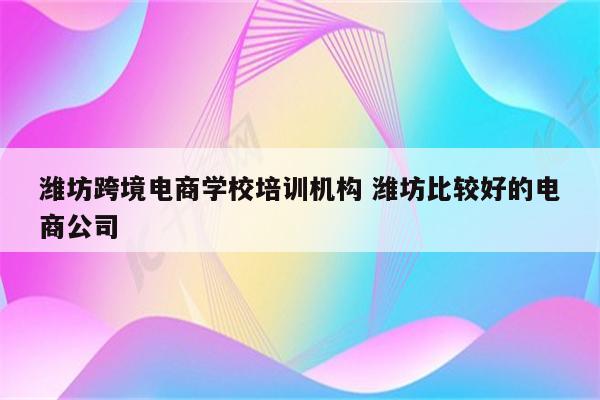 潍坊跨境电商学校培训机构 潍坊比较好的电商公司