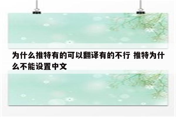 为什么推特有的可以翻译有的不行 推特为什么不能设置中文