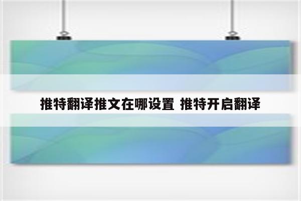 推特翻译推文在哪设置 推特开启翻译