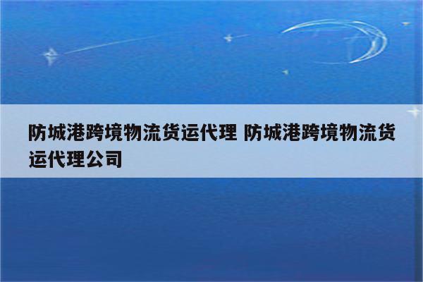 防城港跨境物流货运代理 防城港跨境物流货运代理公司