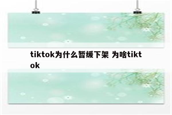 tiktok为什么暂缓下架 为啥tiktok