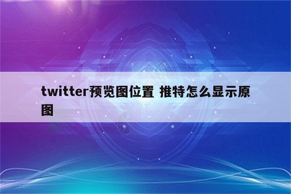 twitter预览图位置 推特怎么显示原图