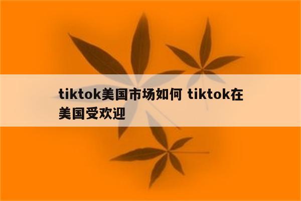 tiktok美国市场如何 tiktok在美国受欢迎