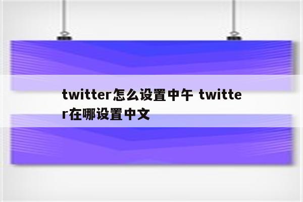 twitter怎么设置中午 twitter在哪设置中文