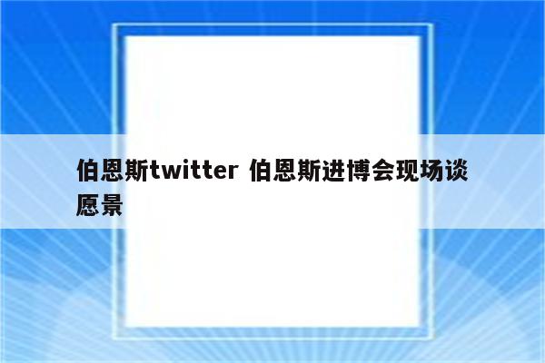 伯恩斯twitter 伯恩斯进博会现场谈愿景