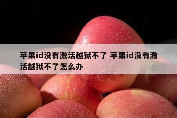 苹果id没有激活越狱不了 苹果id没有激活越狱不了怎么办