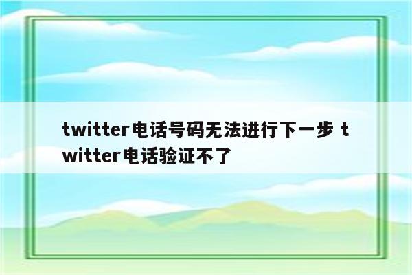 twitter电话号码无法进行下一步 twitter电话验证不了
