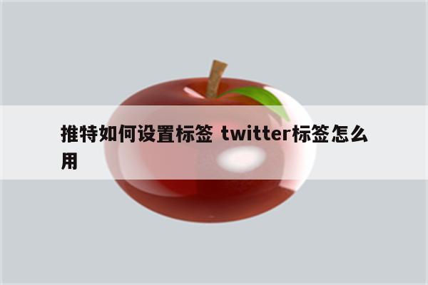 推特如何设置标签 twitter标签怎么用