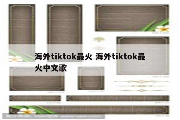 海外tiktok最火 海外tiktok最火中文歌