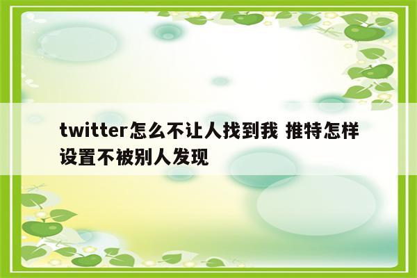 twitter怎么不让人找到我 推特怎样设置不被别人发现